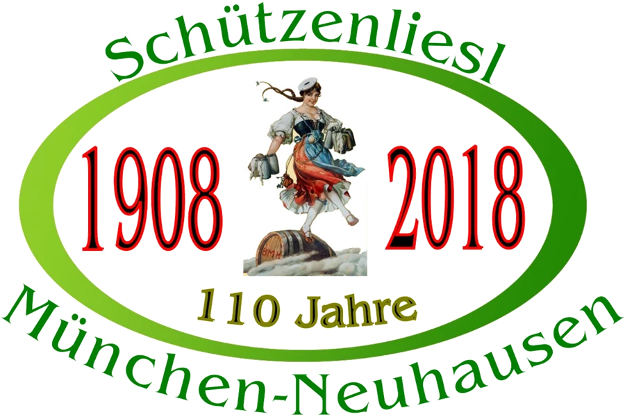 Vereinslogo der Schützenliesl München-Neuhausen mit der Liesl-Figur, 1908 bis 2018, 110 Jahre
